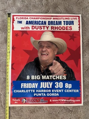 Póster Dusty Rhodes Sueño Americano RARO FCW FLORIDA 22 x 28 Foto 1 de 4