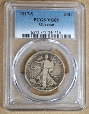 1917-S WALKING LIBERTY HALF DOLLAR PCGS VG08 -OBVERSE MINT MARK 340516 - Image 1 of 2