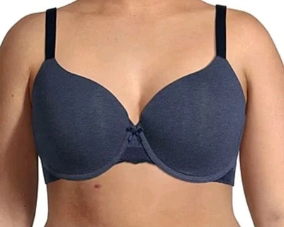 Camiseta Ambrielle 2 BRAS 44C - 1 NUEVA CON ETIQUETAS Azul Algodón Orgánico Demi UW + 1 Gris Usada en Excelente Condición Foto 1 de 4