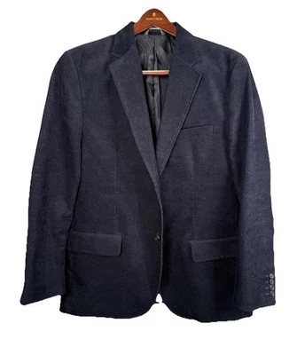 Tasso Elba Men’s Black Corduroy Blazer 42L Sport Coat Old Money Academia Patches - Image 1 of 4