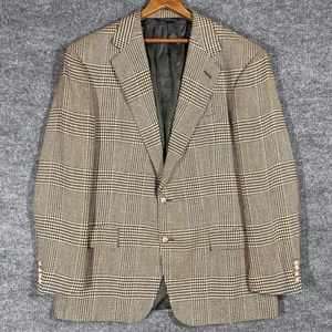 VINTAGE Polo Ralph Lauren Hahnentritt Blazer Jacke 44 L Seide Leinen Wolle 80er 90er - Bild 1 von 24