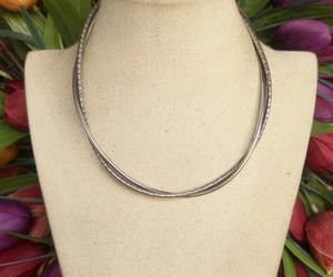Modernist Twisted Sterling Silver Collar Choker Necklace 32 gr - Picture 1 of 16