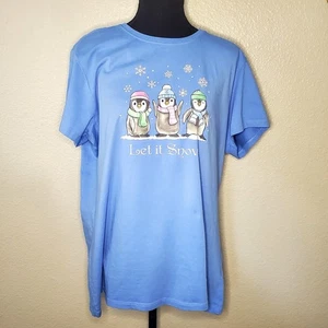 Life Is Good T-Shirt Life Is Good Crusher Tee Damen XL blau Let it Snow Pinguin - Bild 1 von 5