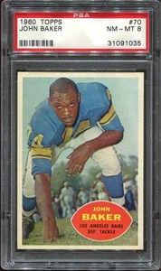 1960 Topps #70 John Baker RC PSA 8 Los Angeles Rams North Carolina College - Bild 1 von 1