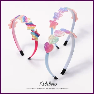 1pz Fasce Glitter Cuore Bambina Stella Arcobaleno Hariband per Bambini Ragazze Capelli - Foto 1 di 27
