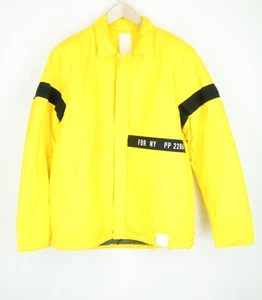 Replay Hombre Chaqueta XL Amarillo Brillante Nylon Chasquear Botón Corto - Imagen 1 de 13