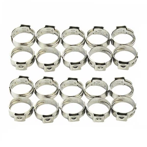 20 Pieces Stainless Steel 1/2" PEX Ear Clamp Cinch Rings Crimp Pinch Fitting - Picture 1 of 4