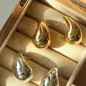 Pendientes Gruesos Grandes Gota de Agua para Mujer, Gruesa Lágrima Chapada en Oro Declaración - Imagen 1 de 22