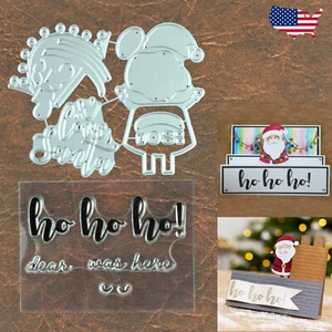 Santa Claus w Christmas Lights & x Love Santa Words Cutting Dies & Stamps Set - Picture 1 of 4