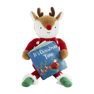 Mud Pie H1 Baby Kids Christmas 8.75" Reindeer Plush Toy With Book 12110295R - Picture 1 of 3