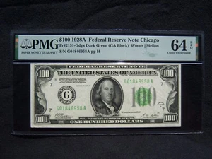 $100 Federal Reserve Note Series 1928A FR2151-Gdgs (Dark Green) Chicago GA Block - Picture 1 of 2