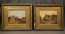 19th Century American Pair of Countryside Cityscape Village