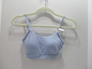 DKNY Sports Bra Womens Medium Blue Hook Eye Adjustable Straps Viscose New - Picture 1 of 10