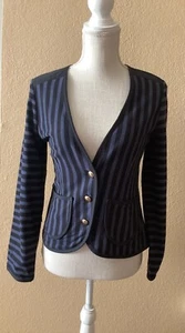 Marc By Marc Jacob’s Stipe Short Blue And Black Stripe Blazer Small - Picture 1 of 11