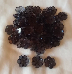 48 x 15mm 2 Hole Black Translucent Flower Shaped Buttons New Ex Shop Stock - Picture 1 of 2