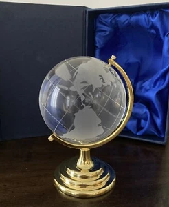 NEW IN BOX Badash Crystal Small Desktop Revolving Globe Paperweight - Picture 1 of 9