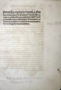 INKUNABEL BREITENBACH LEIPZIG BÖTTIGER REPETITIO REUE VERGEBUNG MORAL RARA 1493 - Picture 1 of 12