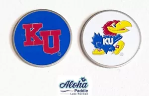 2 marcadores de bola KANSAS JAYHAWKS marcador de bola ajuste herramienta divot clip de sombrero - Imagen 1 de 2