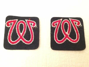 Lot of 2 Retro Vintage Patch Embroidered W Navy & Red - Picture 1 of 4