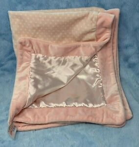  Baby Gund Pink Baby Blanket velour, satin edge and reverse,  white polka dots