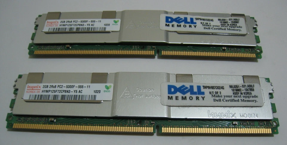 4GB 2 x Hynix HYMP125F72CP8N3-Y5 AC PC2-5300F-555-11 2GB Server Memory RAM KIT - Image 1 of 1