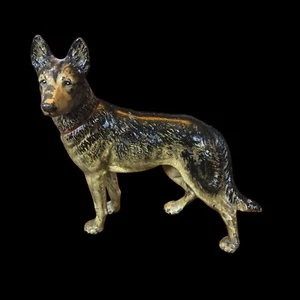VTG Hubley? Cast Iron German Shepherd Dog Doorstop Figurine Heavy 9" Red Collar - Picture 1 of 10