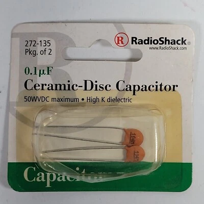 Condensadores de disco de cerámica RadioShack 272-135 ~ 0,1 uF (paquete de 2) nuevos en paquete Foto 1 de 4