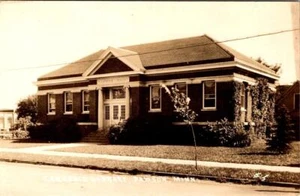RPPC, Dawson MN Minnesota CARNEGIE LIBRARY Lac qui Parle County ca1940s Postcard - Picture 1 of 2