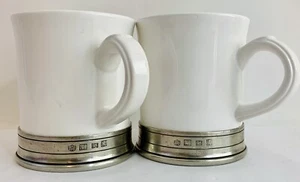 COSI TABELLINI Convivio Mug Cup White Ceramic Pewter - Includes 2 Mugs - RARE - Picture 1 of 8