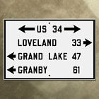 Kolorado US Route 34 Przewodnik autostradowy Znak drogowy Loveland Pass Granby Rockies 21x14