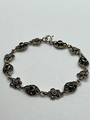 PULSERA PLATA ESTERLINA 925 ÁGATA Y MARCASITA Foto 1 de 4