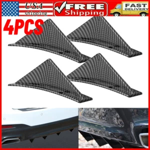 Kit universal de 4 piezas de fibra de carbono difusor de parachoques carrocería trasera de automóvil curvado - Imagen 1 de 7