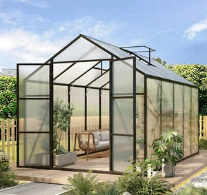 Gewächshaus, Treibhaus, Alurahmen Pulverbeschichtet,  4mm Polycarbonatplatten - Bild 1 von 34