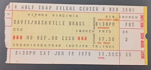 Danny Davis Nashville Ottone 19 giugno 1976 Wolf Trap biglietto VA f2 - Foto 1 di 2