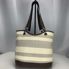 Thirty-One Striped Canvas Crew Tote With Detachable Strap Handles