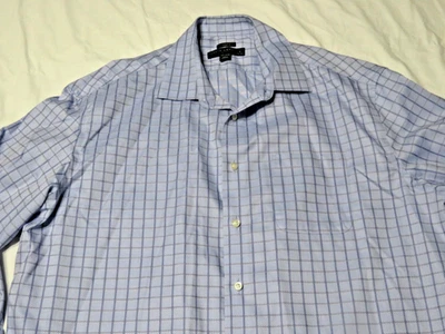 Pronto Uomo Classic Fit Non-Iron Dress Shirt Blue sq 100% Cotton Size 18 32/33 - Image 1 of 4