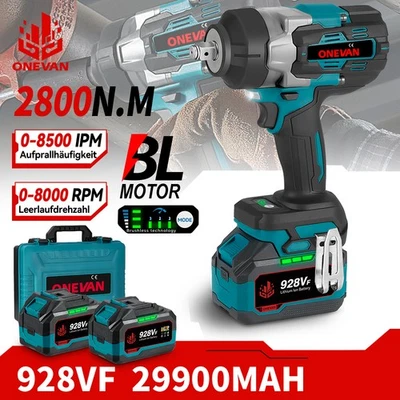ONEVAN Akku Schlagschrauber 2800Nm 1/2" Ratschen Akkuschrauber Reifenwechse für Makita