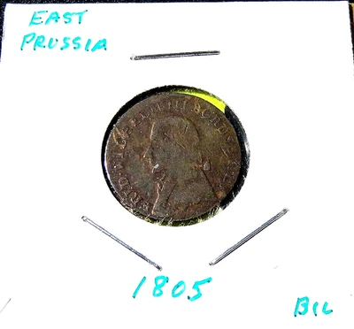 1805 GERMANY PRUSSIA COPPER ONE SCHILLING SCARCE COIN - Image 1 of 3