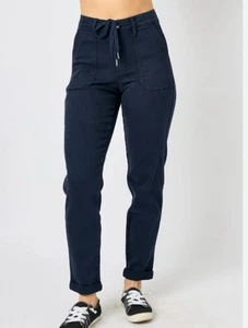 Judy Blue 9/29 High Waist Navy Neu mit Etikett Hose Bündchen Jogger Denim Style - Bild 1 von 12