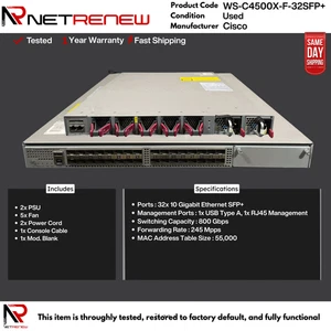 Conmutador Cisco WS-C4500X-F-32SFP+ 32x 10 GB SFP+ - Imagen 1 de 1