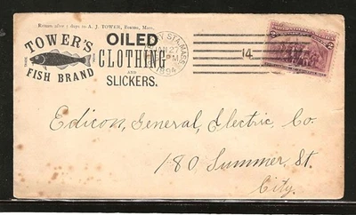 1894 COLUMBIAN - FISH BRAND ADVERTISING -- ROXBURY STATION (BOSTON) - RECEIVER - Image 1 of 2
