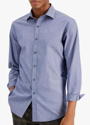 Camisa social Bar III slim fit azul manga longa cambraia elástica 14 14 1/2 pequena - Imagem 1 de 2