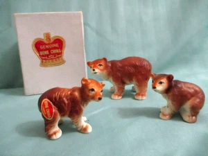 Vintage Miniatur Fine Bone China Grizzlybären (3) in OVP - Bild 1 von 3