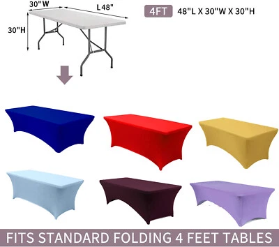4FT Spandex Stretch Fitted Table Cover Cloth for Folding Table Wedding Party NEW - Image 1 of 3