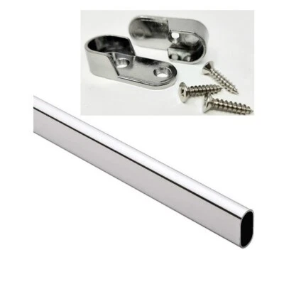 4-Case Pack Premium Oval Welded Steel Wardrobe Closet Rods with End Supports - Image 1 of 4