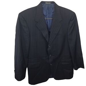 Tom James Innocenti 42L 3 Button Black Pinstripe Blazer Sport Coat Suit Jacket