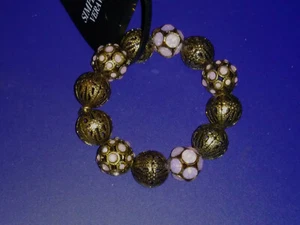 Vera Wang Pulsera Elástica Rosa Imitación Piedra y Filigrana Cuentas Nueva Con Etiquetas - Imagen 1 de 7