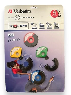 RARE!!! VTG 4 pack Verbatim FlashDISC USB Flash Drive Flash Disc NEW Plug N Play - Image 1 of 3