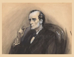 Retrato de Sherlock Holmes 1904 dibujado por Sidney Paget - Imagen 1 de 1