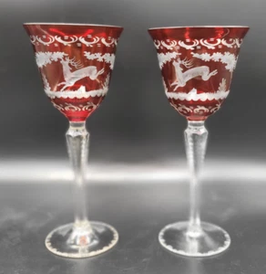 Wittig Crystal Glas (?) Jagd / Hirsch 2er Set / Höhe 20cm - Bild 1 von 11